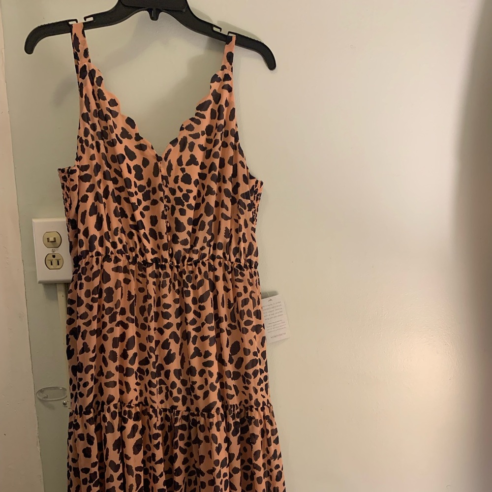 Blush leopard tiered maxi dress